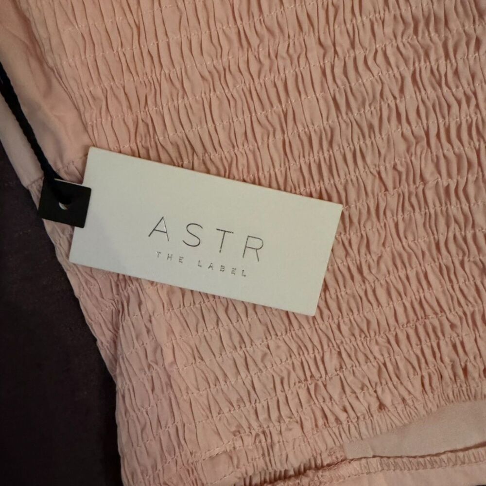 nwt ASTR The Label Blush Pink Puff Sleeve Smocked Corset Crop Top S - Picture 8 of 10